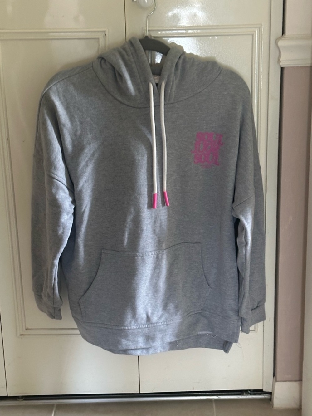 Azara Gray Hoodie with Pink Accent